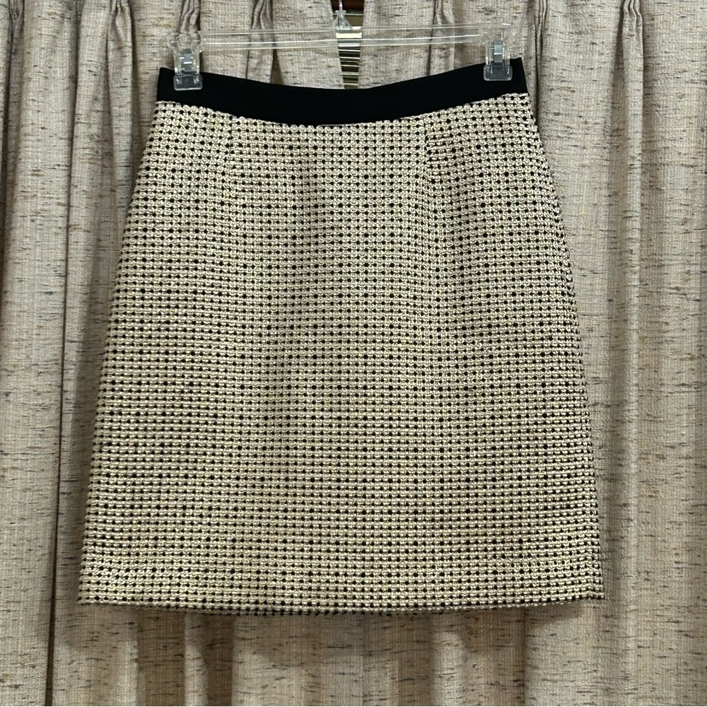 Kate Spade New York Kylie Metallic Gold & Black Tweed Skirt - 6